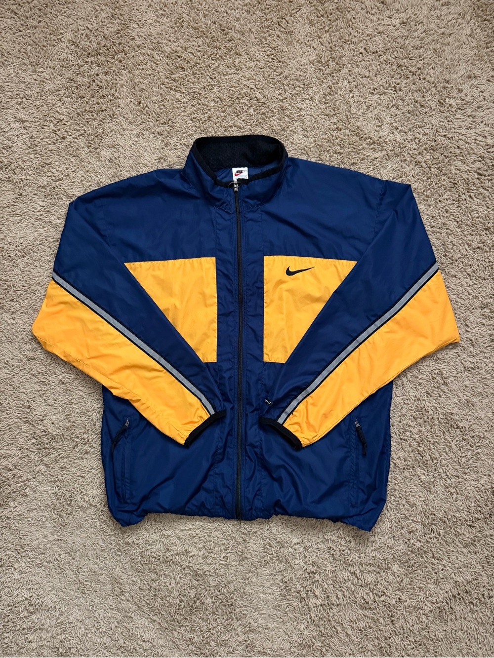 Vintage 90s Nike Clima-Fit Windbreaker Jacket Men’s XL Blue Yellow Reflective